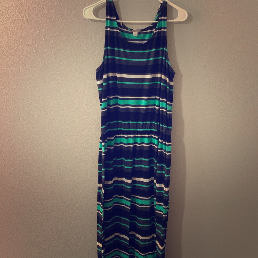 Black and blue striped dress